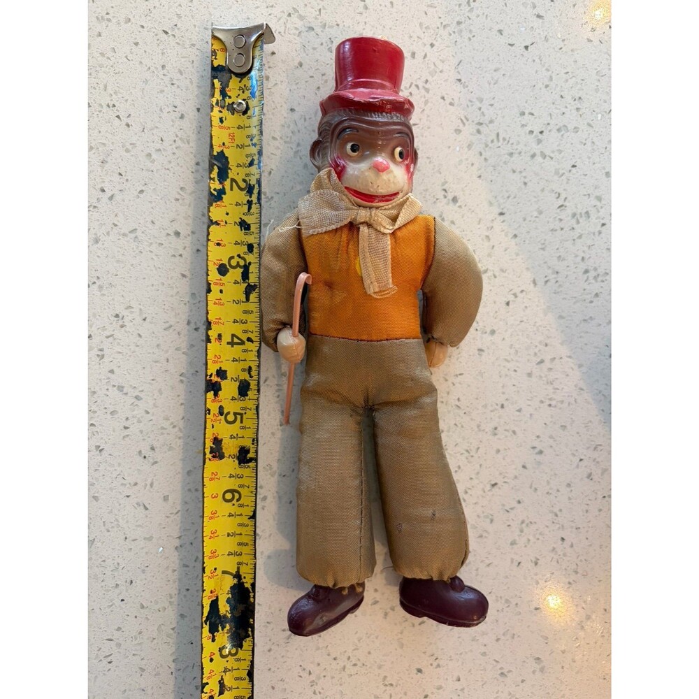 Vintage 1920’s-30's Carnival prize Bellhop Monkey Organ Grinder Celluloid Head